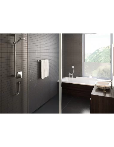 Dušo komplektas su aukštu laikikliu Croma Select E Multi 3 jet 90cm chromas/baltas, Hansgrohe