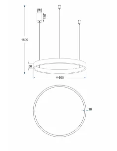 Pakabinamas Led Dimeriuojamas Šviestuvas Supernova D60 60W 3000K Triac, White, Light plan