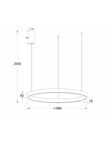 Pakabinamas Led Dimeriuojamas Šviestuvas Supernova D98 100W 3000K Triac, White, Light plan