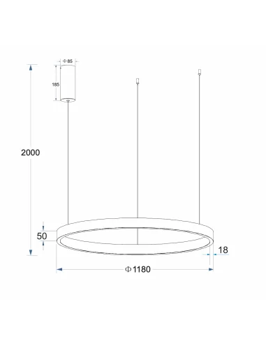 Pakabinamas Led Dimeriuojamas Šviestuvas Supernova D118 100W 3000K Triac, Black, Light plan