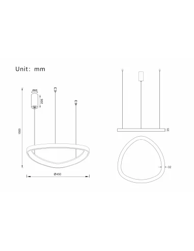 Pakabinamas Led Dimeriuojamas Šviestuvas Delta 38W 3000K Tuya, Black, Light plan