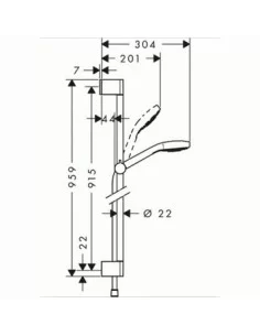 Dušo komplektas su aukštu laikikliu Croma Select E Vario 3 jet 90cm chromas/baltas, Hansgrohe