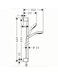 Dušo komplektas su aukštu laikikliu Croma Select E Vario 3 jet 65cm chromas/baltas, Hansgrohe