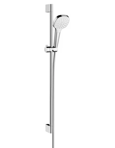 Dušo komplektas su aukštu laikikliu Croma Select E 1jet 90cm chromas/baltas, Hansgrohe