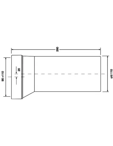 Vamzdis WC pajungti 260x110 mm tiesus L-260 mm HC36, McAlpine