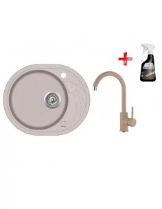 Plautuvės Clarus ir maišytuvo Sabia komplektas + DOVANA, beige, AQUASANITA