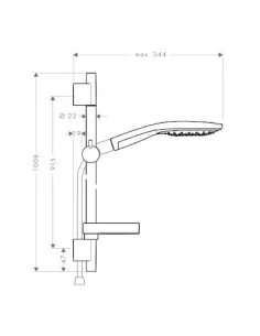 Dušo komplektas su aukštu laikikliu Raindance Select S 150 3 jet. 90cm chromas, Hansgrohe