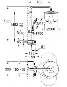 Dušo sistema termostatinė Euphoria MONO 260 , chrom, GROHE
