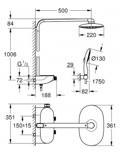 Dušo sistema RainShower SmartControl 360 MONO, GROHE