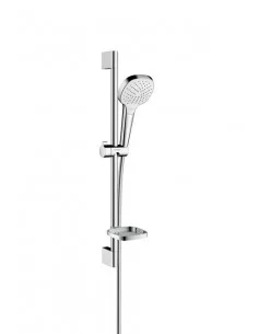 Dušo komplektas su aukštu laikikliu ir muiline Croma Select E Vario 3 jet 65cm chromas/baltas, Hansgrohe