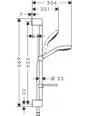 Dušo komplektas su aukštu laikikliu ir muiline Croma Select E Vario 3 jet 65cm chromas/baltas, Hansgrohe