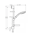 Dušo komplektas su aukštu laikikliu Croma 100 Vario 65cm chromas, Hansgrohe