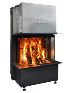 Plieninis židinio ugniakuras Spartherm Premium A-3RL-80h, trimis stiklais (d.200) ir juodi šamotai