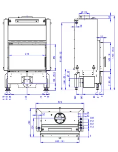 Plieninis židinio ugniakuras Romotop Dynamic DW2M01 66.50.01 su šilumokaičiu