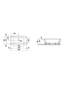 Vonia įleidžiama (su rėmu) PALOMBA 1800 x 900 mm, balta, LAUFEN
