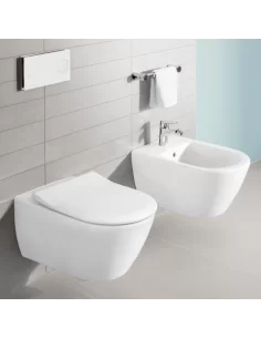 Komplektas Unitazas pakabinamas Avento, rimless ir Bidė Avento + Silikonas baltas 310 ml