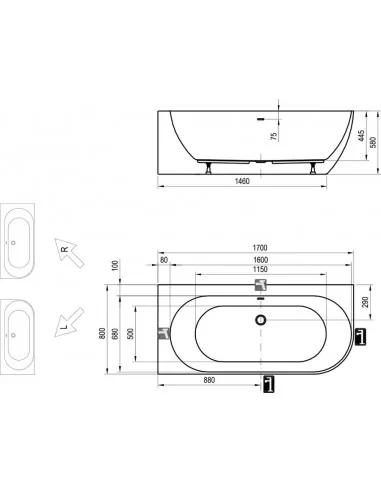 Vonia Freedom Corner 170x80 , RAVAK