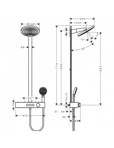 Dušo komplektas 260 2jet Pulsify S, chromas, HANSGROHE