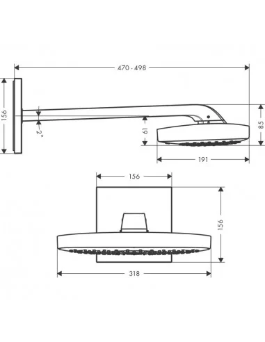 Dušo galva stacionari iš sienos Raindance Select E 300 3 jet, Hansgrohe