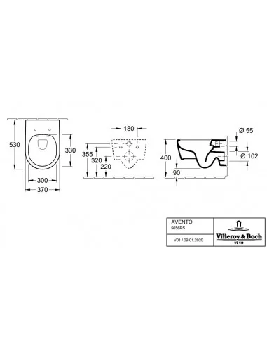 Pakabinamas unitazas Villeroy & Boch AVENTO brezinys