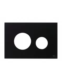 Nuleidimo plokštelė TECEloop stikliniu juodu paviršiumi, baltais mygtukais