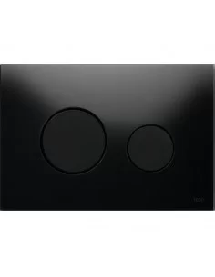 Nuleidimo plokštelė TECEloop stikliniu juodu paviršiumi, juodais mygtukais