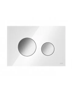 Nuleidimo plokštelė TECEloop stikliniu baltu paviršiumi, chromo mygtukais
