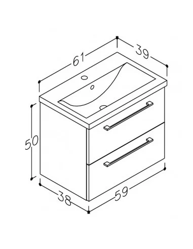Spintelė su praustuvu SCANDIC 61cm, balta, Raguvos Baldai