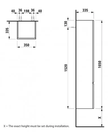 Spintelė aukšta PRO 335x350x1650mm, Laufen