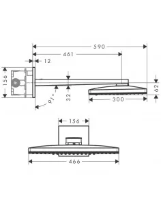 Dušo galva stacionari iš sienos Rainmaker Select 460 3 jet su laikikliu 450, Hansgrohe