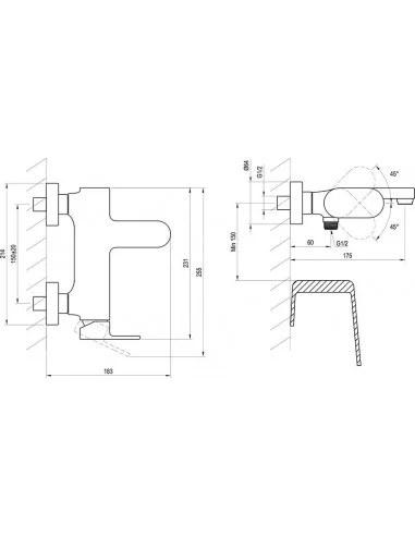 Vonios maišytuvas ELEGANTA 150 MM, Blizgus chromas, RAVAK