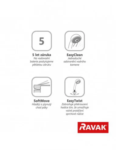 Trijų dalių maišytuvas ESPIRIT ES 068.00, Baltas velvetas, RAVAK