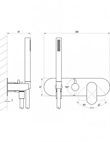 Maišytuvas Eleganta, be dušo, Šlifuotas grafito, RAVAK