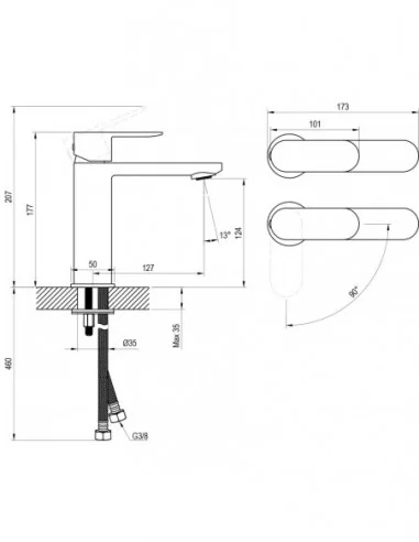 Praustuvo maišytuvas Chrome II 175 mm su BeCool funkcija, Blizgus chromas, RAVAK