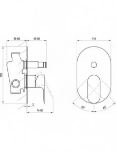 Potinkinis maišytuvas Eleganta EL 061.00, Šlifuotas grafito, RAVAK