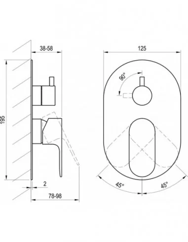 Sieninis maišytuvas, BE dušo komplekto, Blizgus chromas, RAVAK