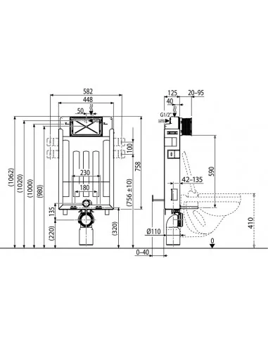 Potinkinis WC modulis W II montavimui prie tinkuoto paviršiaus, RAVAK