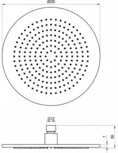 Apvali dušo galvutė Chrome 250 mm, Šlifuotas grafito, RAVAK