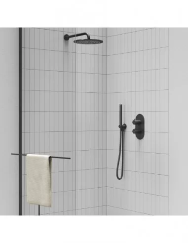 Dušo laikiklis su išvadu vandeniui 706.00, Juodas matinis, RAVAK