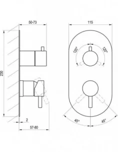 Trijų dalių maišytuvasS ESPIRIT, BE dušo komplekto, Šlifuotas grafito, RAVAK