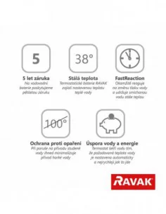 Termostatinis potinkinis vonios/dušo maišytuvas ESPIRIT, Blizgus chromas, RAVAK