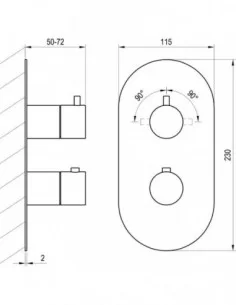 Termostatinis potinkinis vonios/dušo maišytuvas ESPIRIT, Šlifuotas grafito, RAVAK