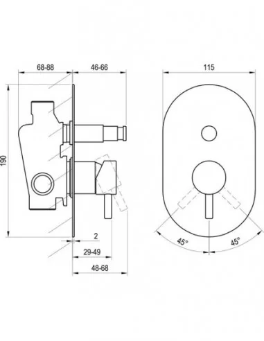 Potinkinis maišytuvas Espirit, Juodas matinis, RAVAK