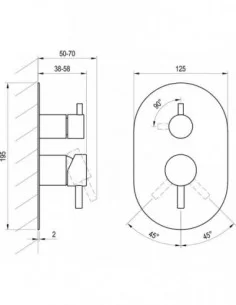 Sieninis maišytuvas, BE dušo komplekto, Šlifuotas grafito, RAVAK