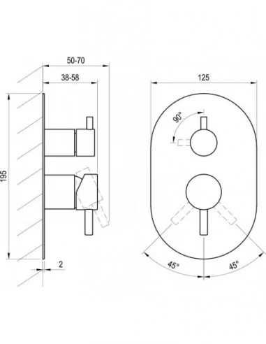 Sieninis maišytuvas, BE dušo komplekto, Šlifuotas grafito, RAVAK