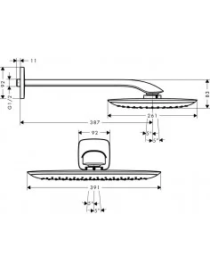 Dušo galva stacionari iš sienos PuraVida 400 Air 1 jet chromas, Hansgrohe