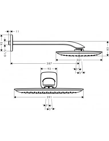 Dušo galva stacionari iš sienos PuraVida 400 Air 1 jet chromas, Hansgrohe