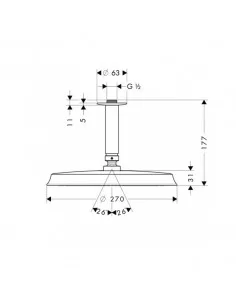 Dušo galva stacionari iš lubų Raindance Classic 240 mm, Hansgrohe