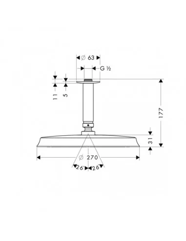 Dušo galva stacionari iš lubų Raindance Classic 240 mm, Hansgrohe