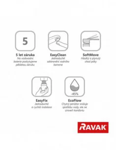 Praustuvo maišytuvas ESPIRIT 190 mm Blizgus chromas, RAVAK